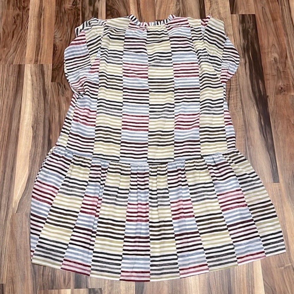 Loft Drop Waist Multi Color Flutter Sleeve Dress … - image 5